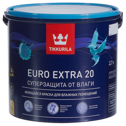 Евро-20 А Extra п/мат 2,7 л. краска акриловая стойкая к мытью